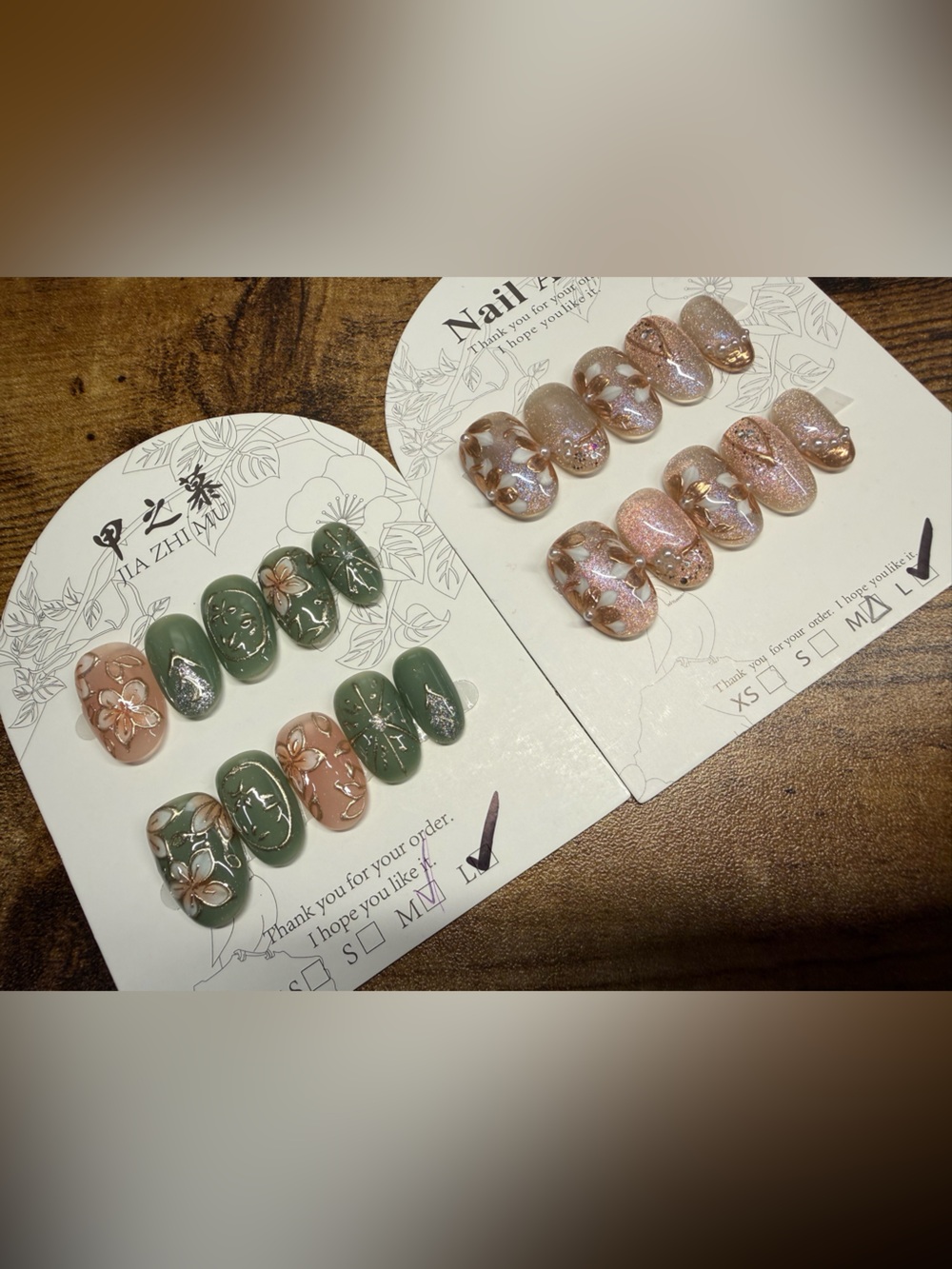 Floral Press-On Nail Sets — Large